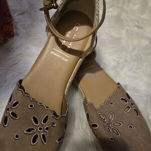 LC Lauren Conrad Tan Espadrille Flats with Ankle Strap